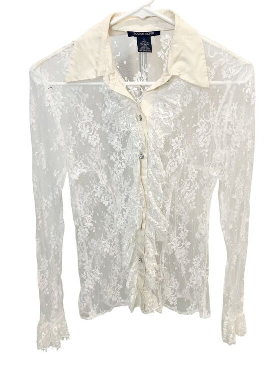 Boston Proper Tops - Vintage Boston Proper White Lace Ruffle Bell Sleeve Top Y2K Angel Coquette - 2